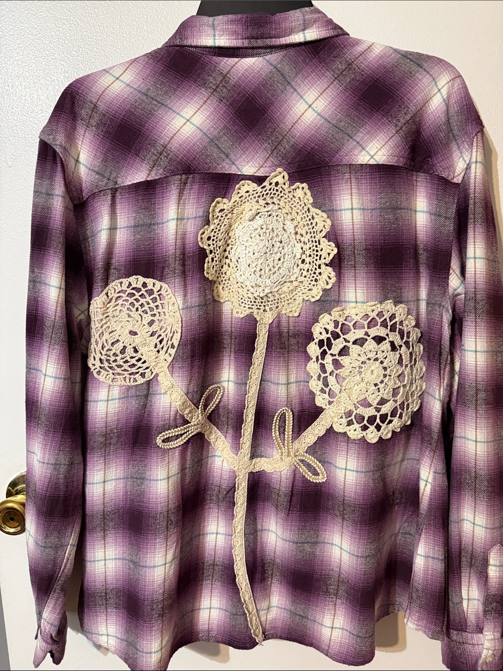 Women’s Purple Plaid Button-Down Shirt